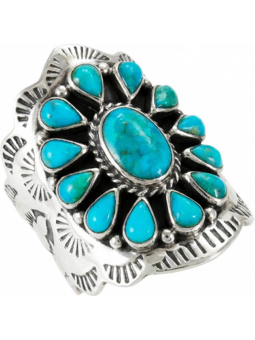 Genuine Turquoise & Gemstone Sterling Silver Ring - Select Your Color!